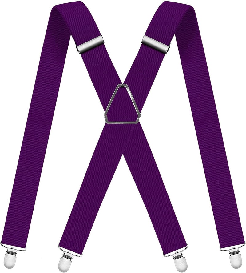 WOXVM Mens Suspenders Adjustable Braces with 4 Strong Metal Clips Elastic X Back Heavy Duty Suspender for Men and Women - Image 1
